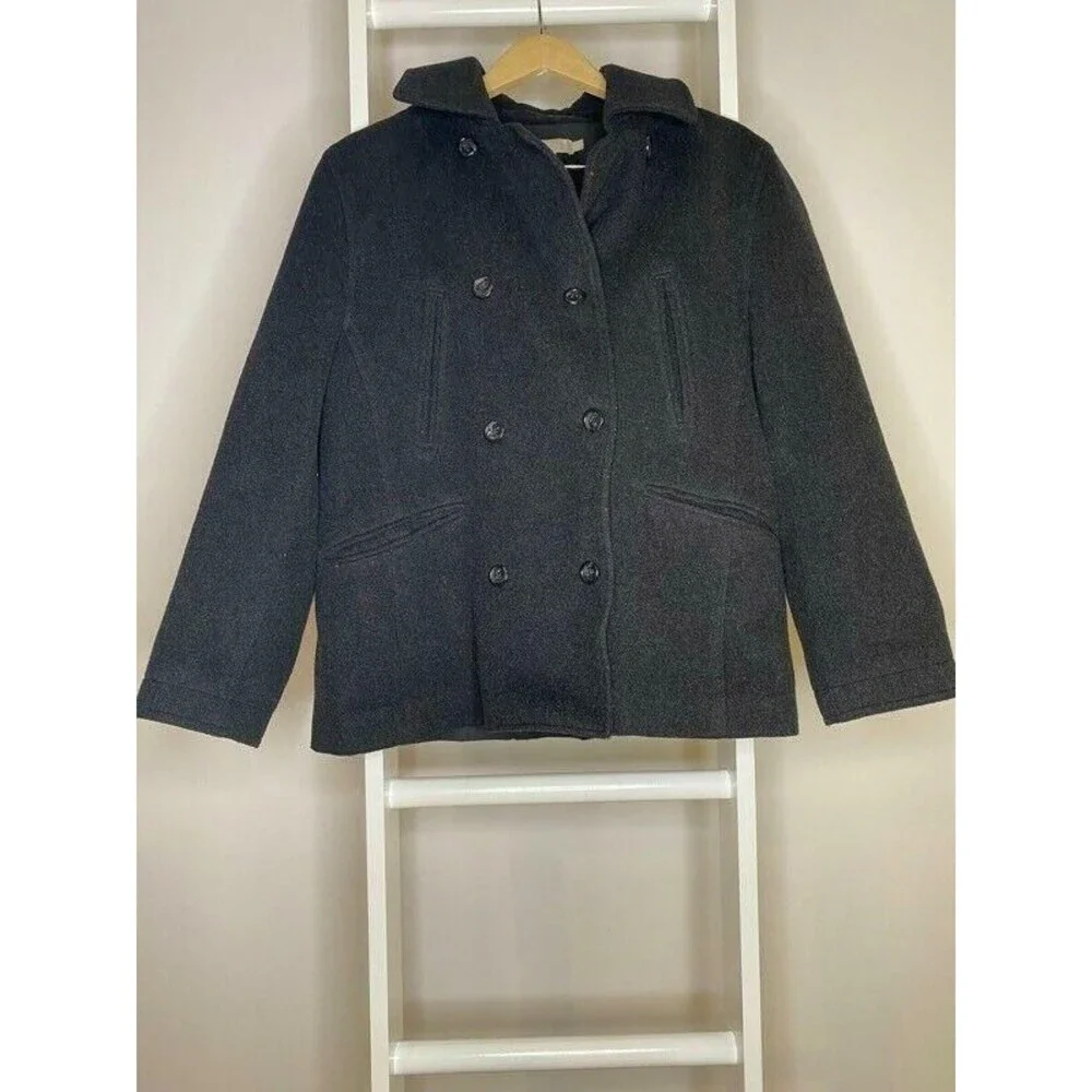 J Crew Peacoat Womens Small Gray Collared Double Breasted Lined Wool Blend - Picture 4 of 9